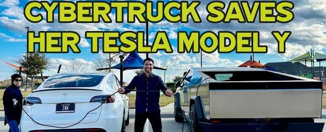 Cybertruck charging my Tesla Model Y and People Love it