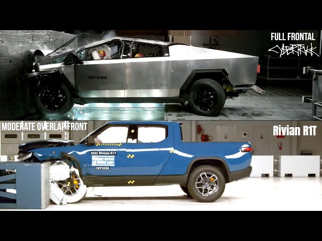 Tesla Cybertruck vs Rivian R1T Crash Test and Safety