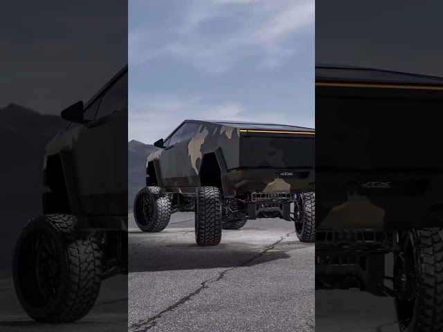 Camo Wrapped Tesla Cybertruck is HERE!  #cybertruck  #liftedtrucks #wrappedcars #truck #paintisdead