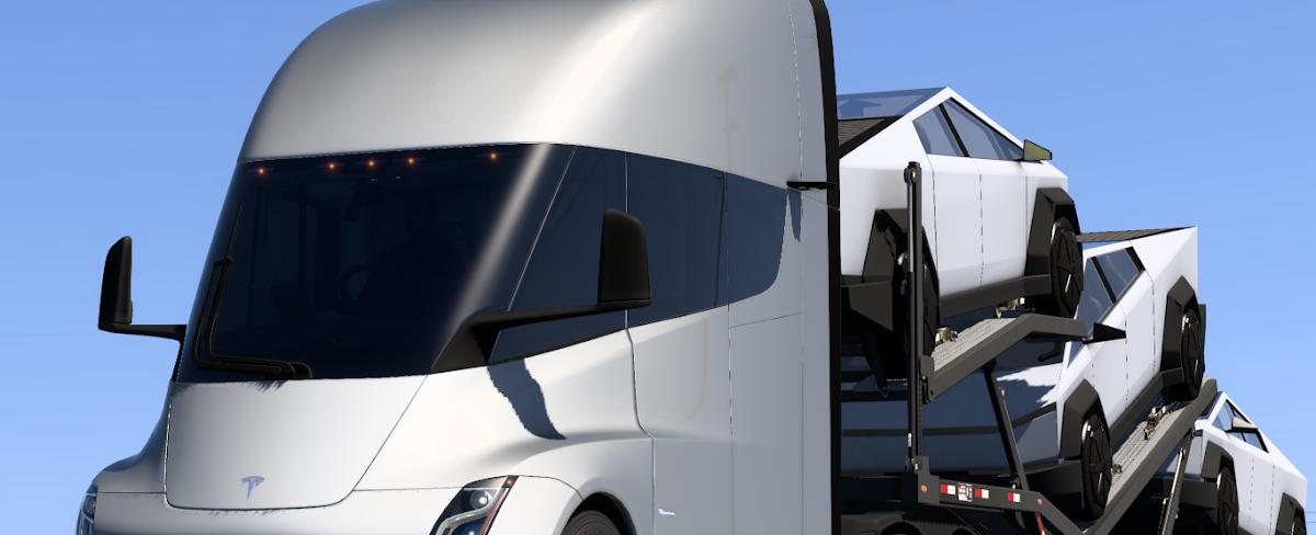 NEW TESLA SEMI TRUCK & (simple CYBERTRUCK + CARGO)