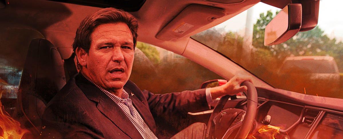 Ron DeSantis Relaunches Presidential Campaign From Inside Burning Tesla
