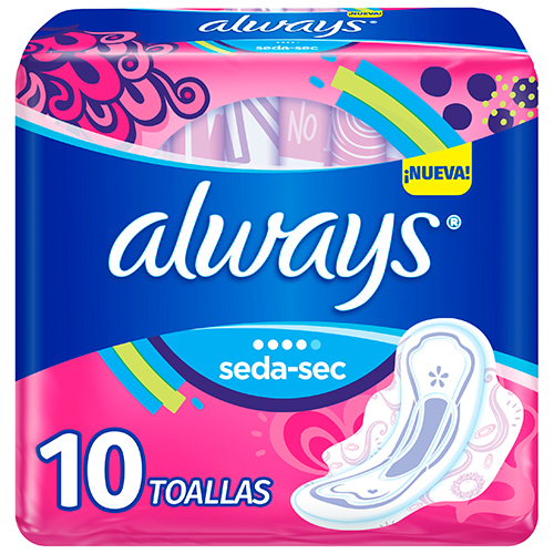 Always Toallas Seda-Sec Para Flujo Abundante Con Alas