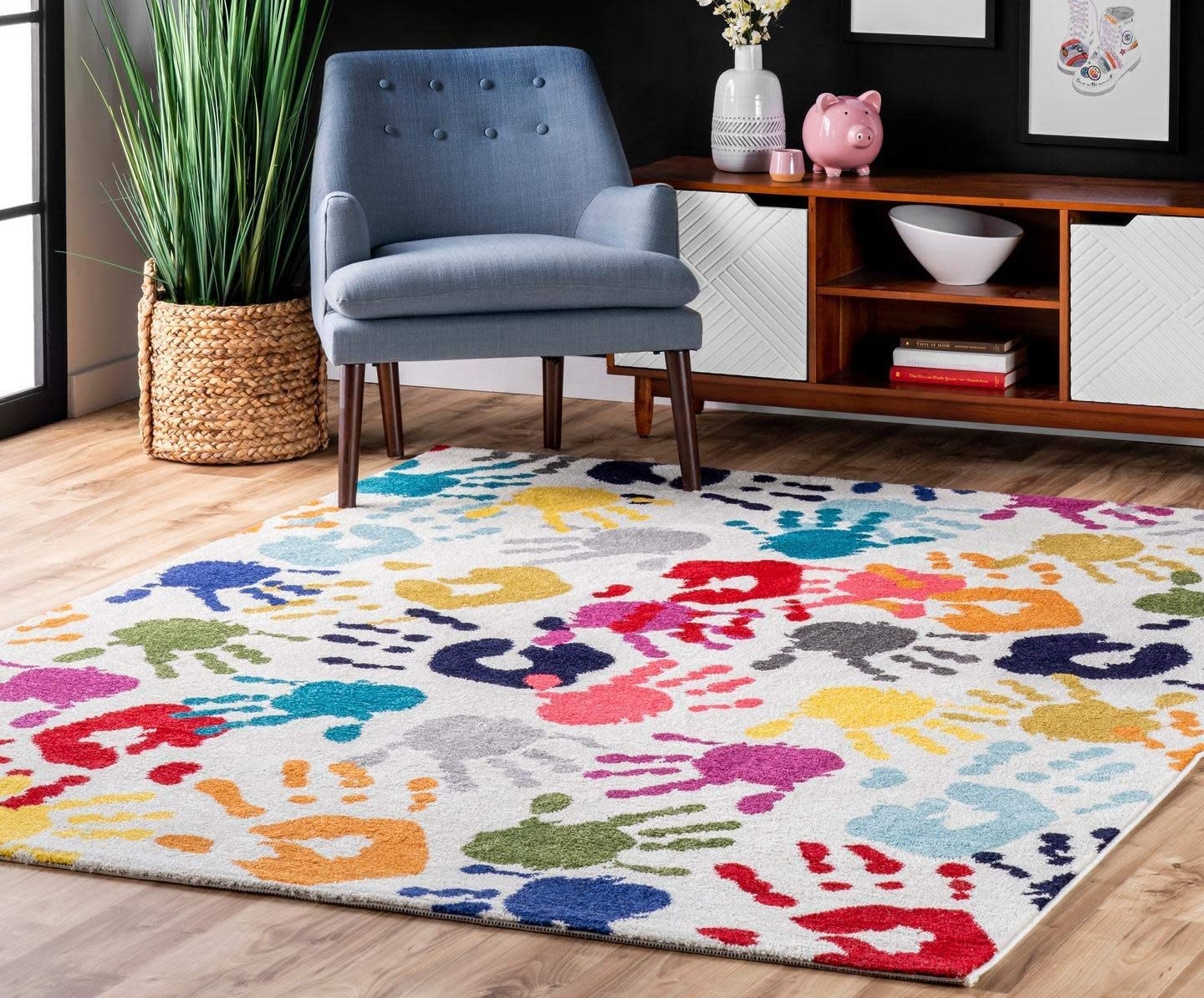 nuLOOM Pinkie Handprint Nursery Kids Area Rug