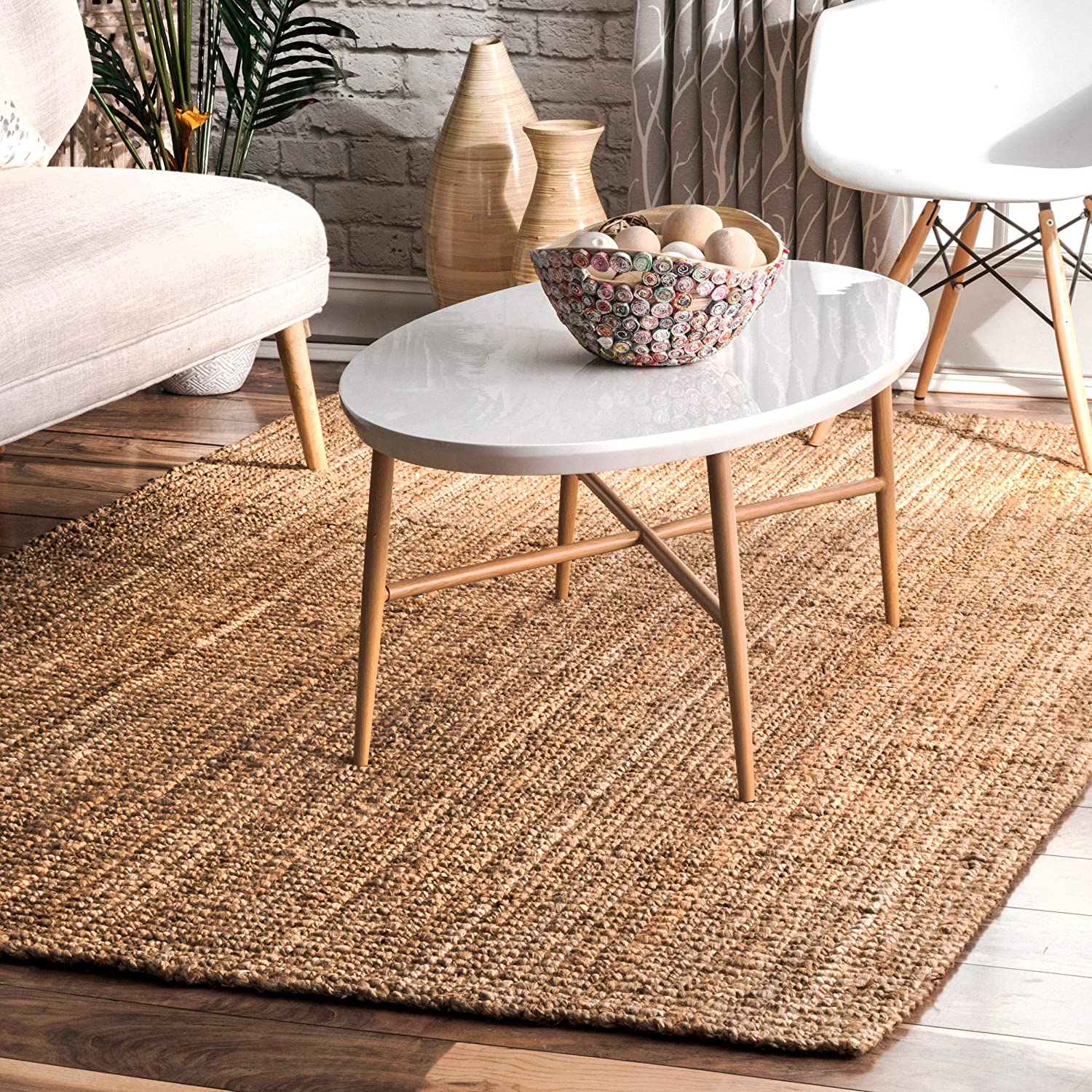 nuLOOM Ashli Handwoven Solid Jute Rug