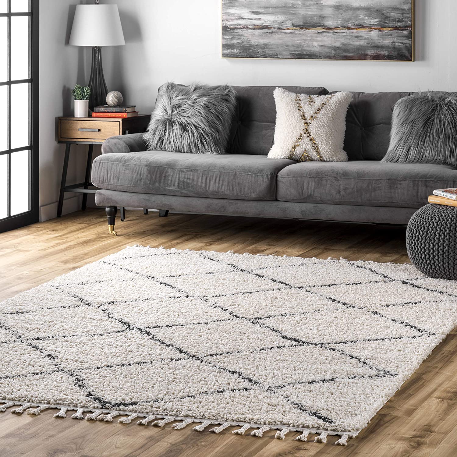 nuLOOM Amelia Moroccan Lattice Tassel Shag Rug