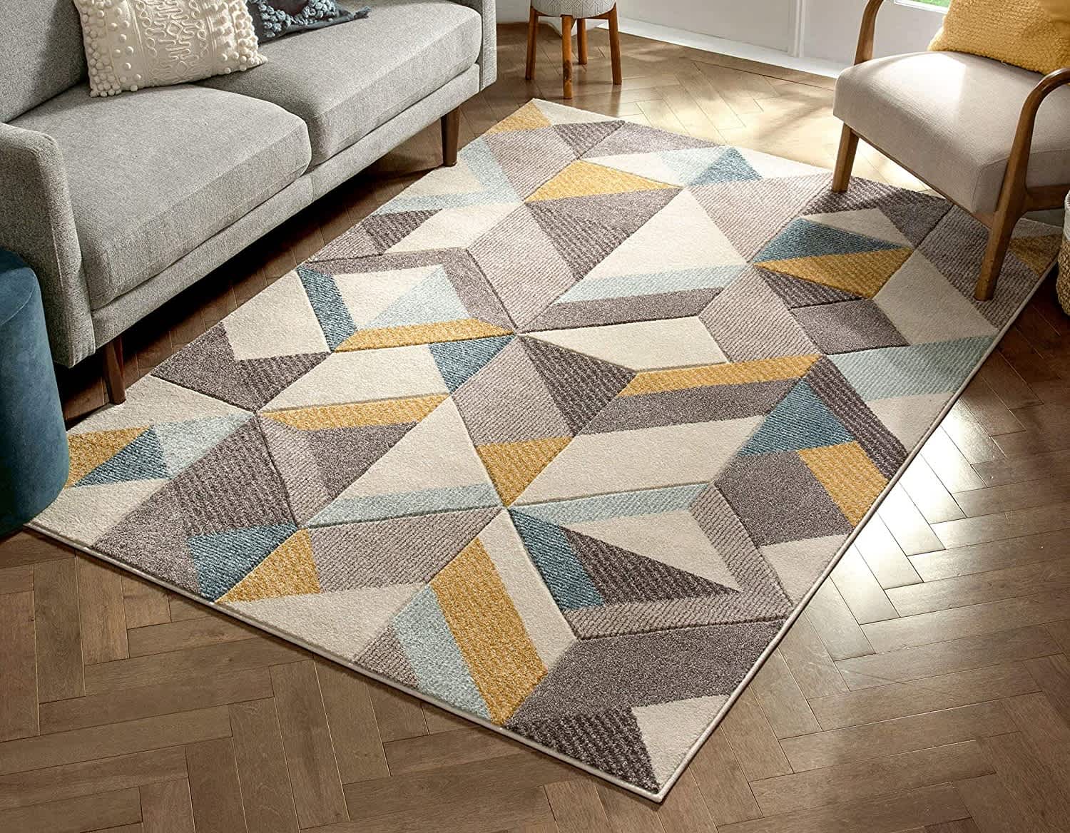 Modern Yellow & Gray Rugs Carpets Bank