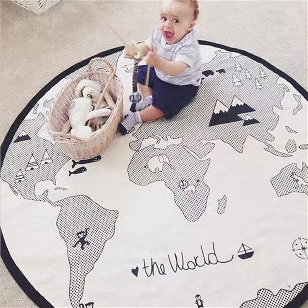  53 Inches Adventure World Map Pattern Baby Crawling Mats