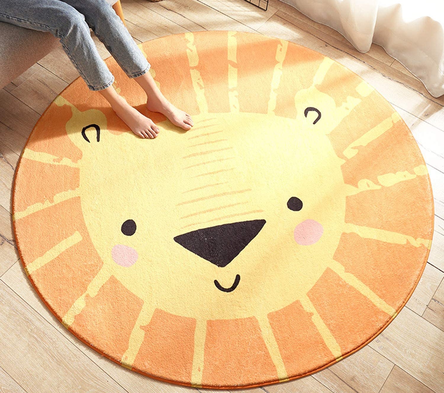 36.2 Inch Large Round Soft Area Rugs Gold Black Pineapple Nursery Playmat Rug Mat for Kids Playing Room Bedroom Living Room Home Decorative Rug 
