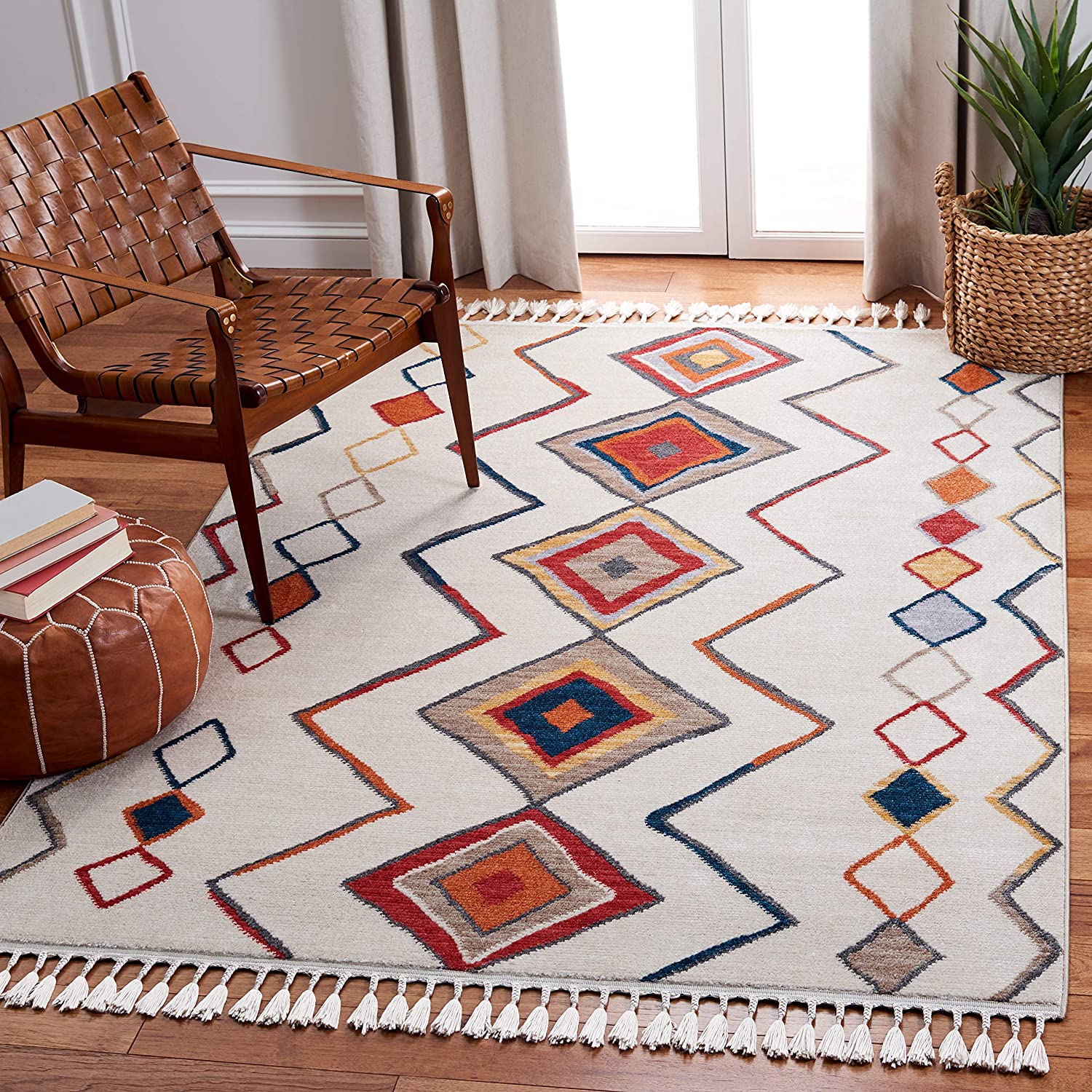 Safavieh Farmhouse Collection Moroccan Boho Tassel Area Rug