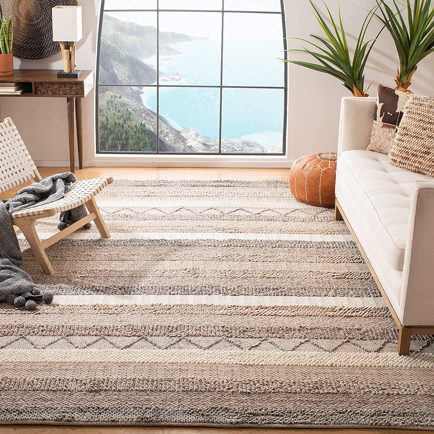 Safavieh Natura Collection NAT101A Handmade Moroccan Boho Tribal Wool & Cotton Area Rug