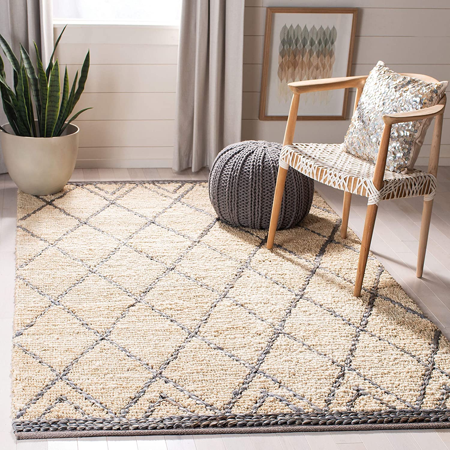 Safavieh Natural Fiber Collection Handmade Boho Moroccan Trellis Jute Area Rug