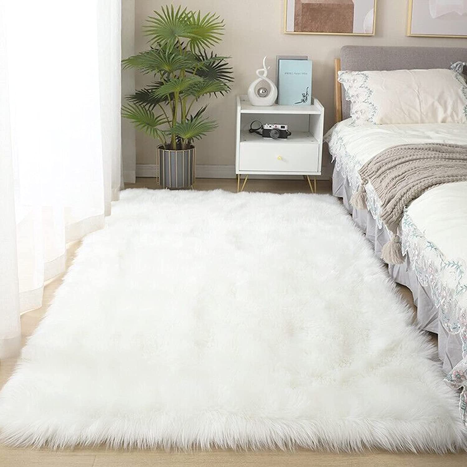 HOMBYS 5x8 Oversized Super Soft Faux Fur Area Rug for Indoors