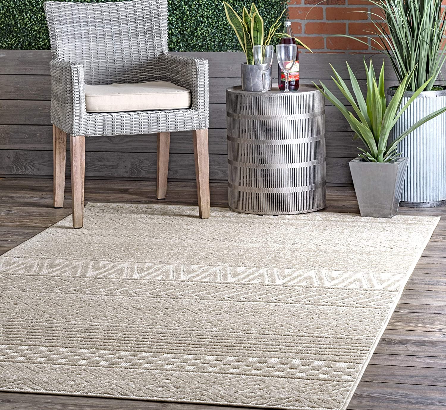 Unique Loom Solid Collection Casual Transitional Indoor and Outdoor Flatweave Area Rug