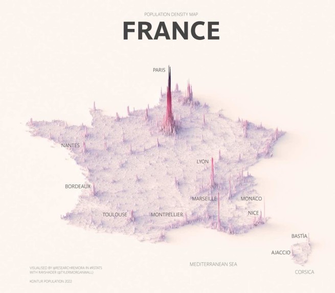 Carte population France 3D