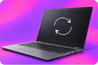A Chromebook on a table being backed up