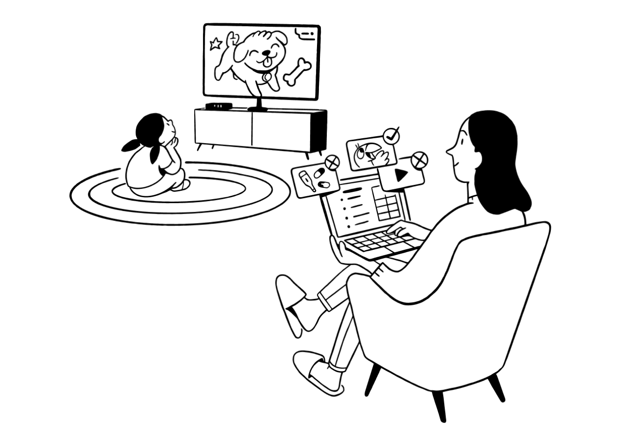 Mother on computer with child