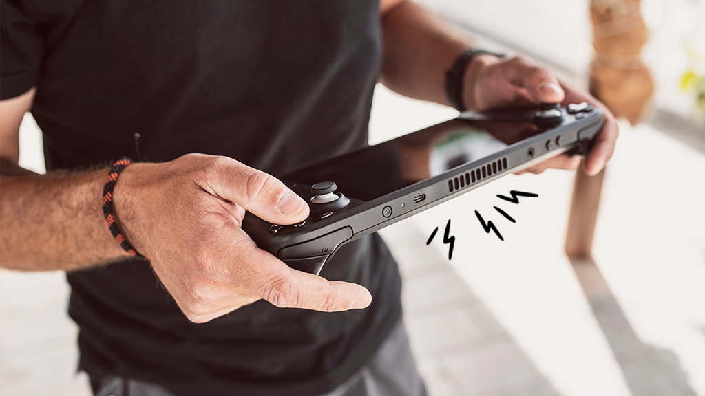 Man holding Steam Deck that won't turn on