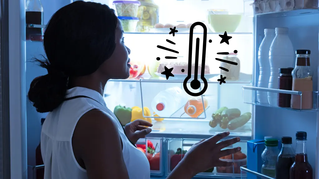 Woman looking in Kenmore refrigerator is not cooling