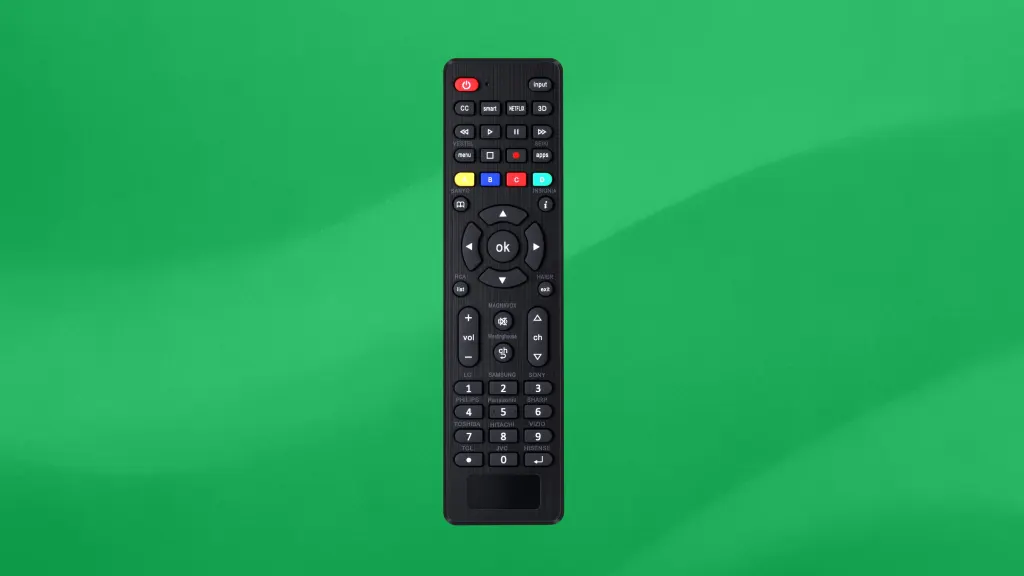 Universal remote product image on a green background
