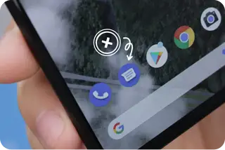 Google Pixel phone in hand with unreceived text messages