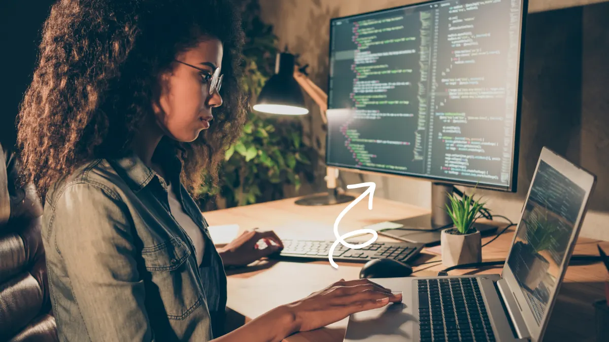 Woman connecting Chromebook to an external monitor