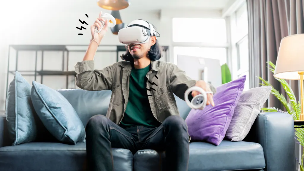 Man playing Oculus Quest and experiencing controller drift