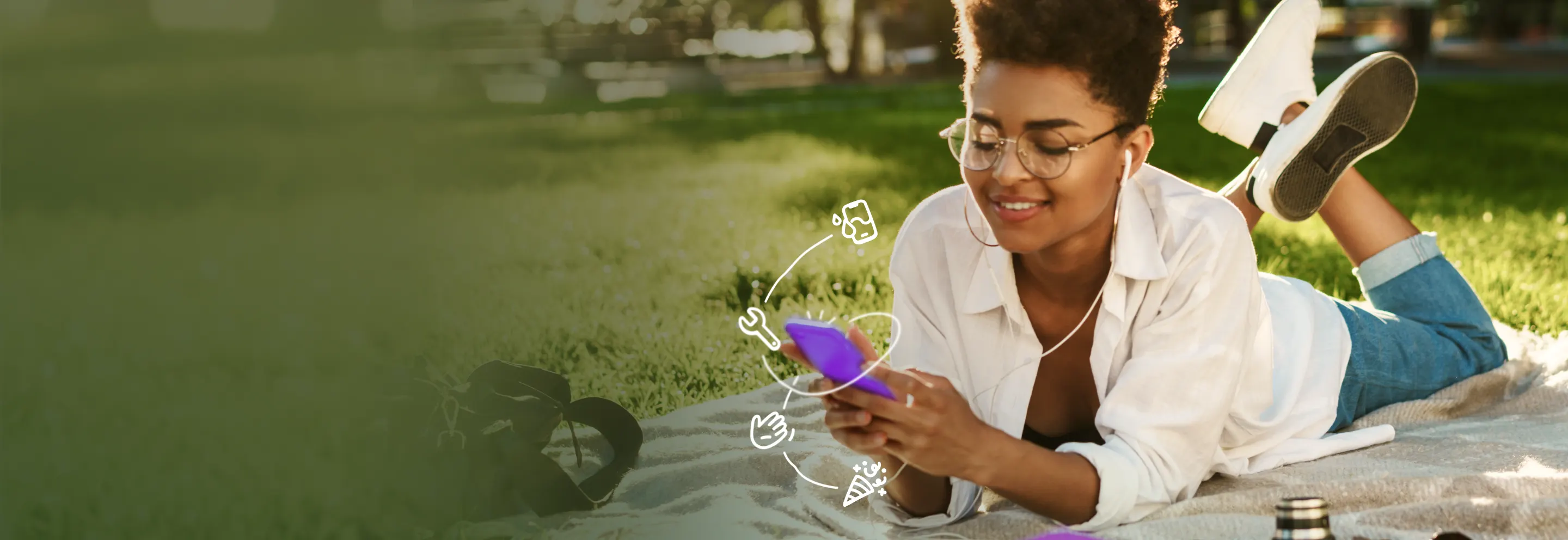 Woman using refurbished phone outdoors