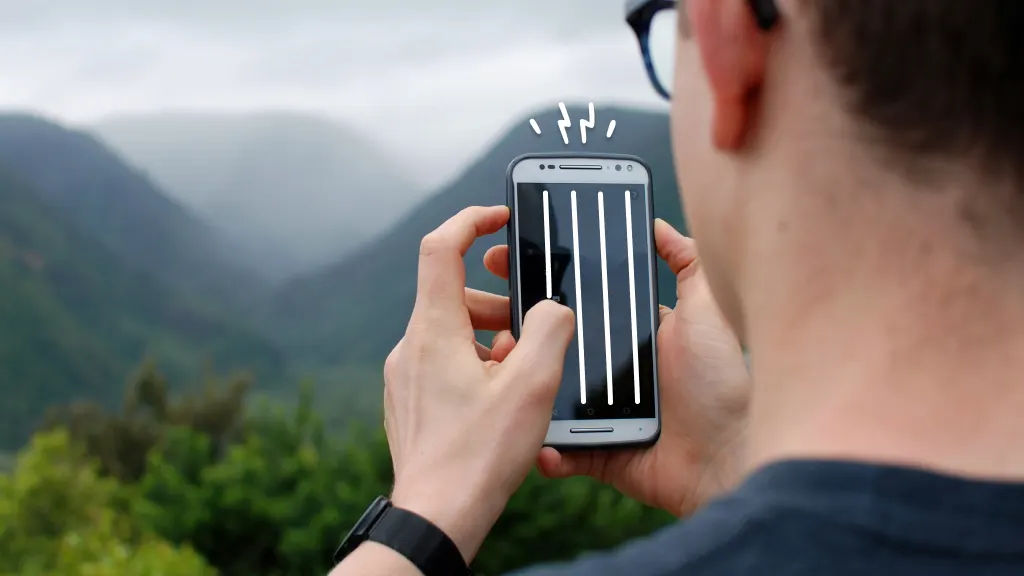 Person with vertical lines on Android screen