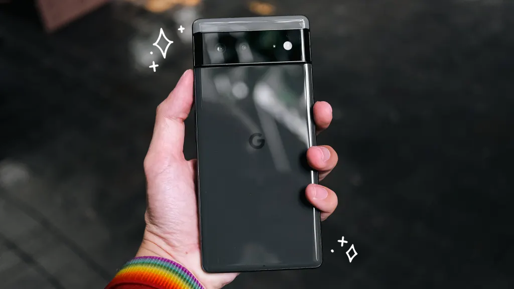 Person holding Google Pixel phone
