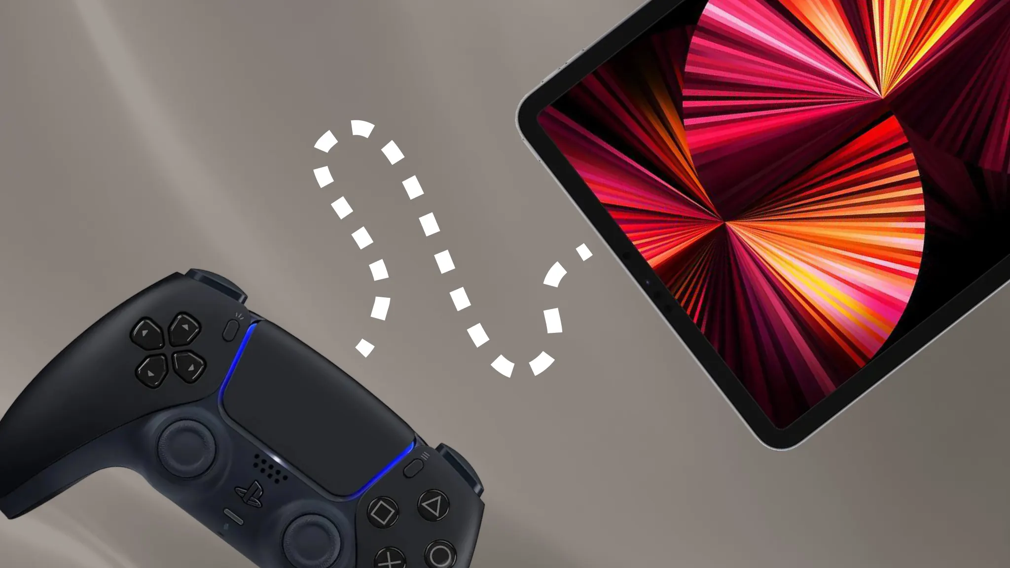 PS5 controller connected to iPad, illustrating how to pair and use a DualSense controller with iPad
