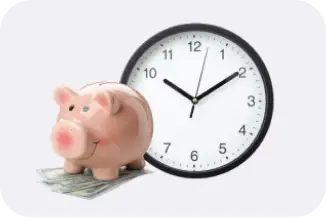 Clock and piggy bank logo