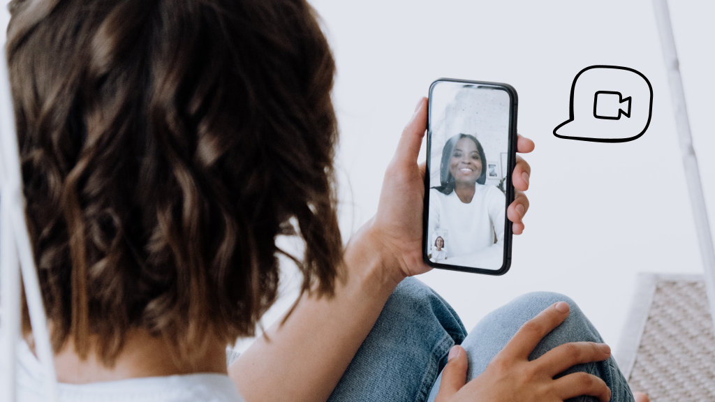 Woman using Facetime on android