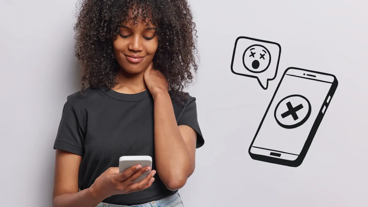Woman blocking number on phone