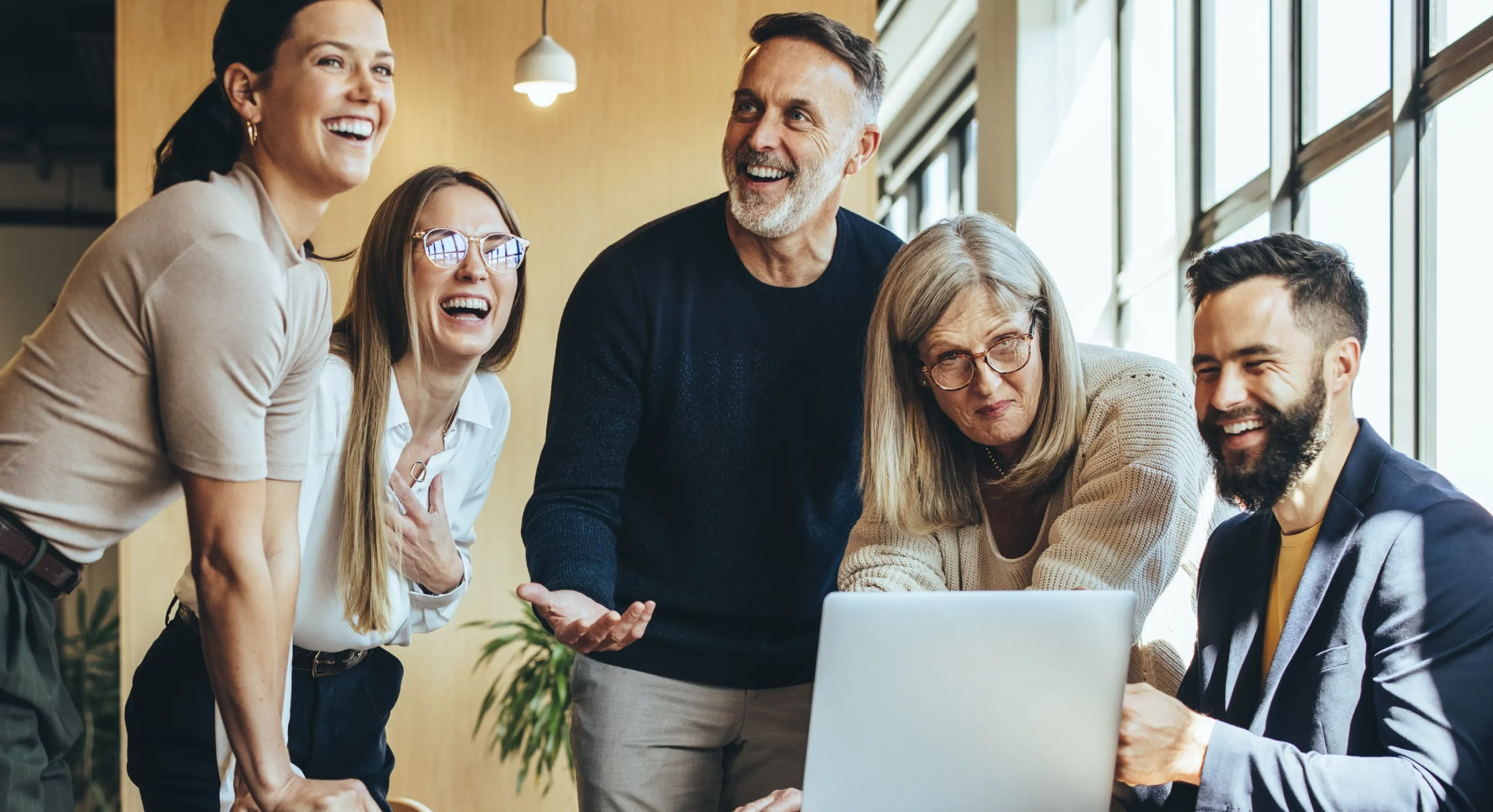 group of people laughing