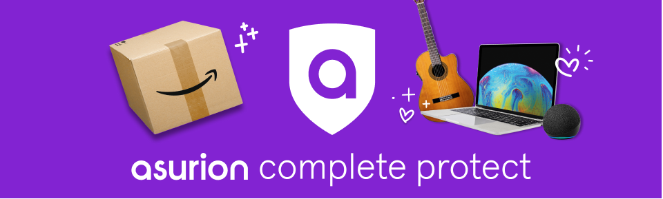 Asurion Complete Protect with images of various products and amazon boxes