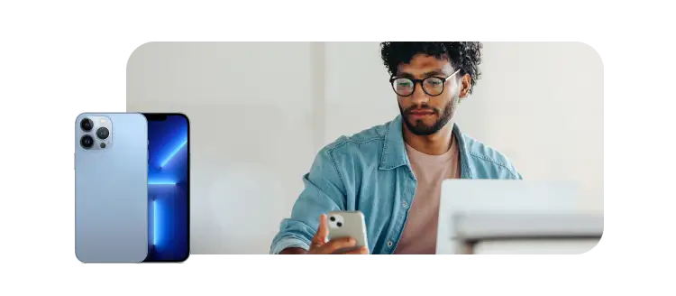 Man looks at his smartphone