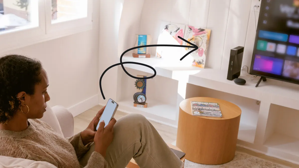 Woman AirPlaying on TV