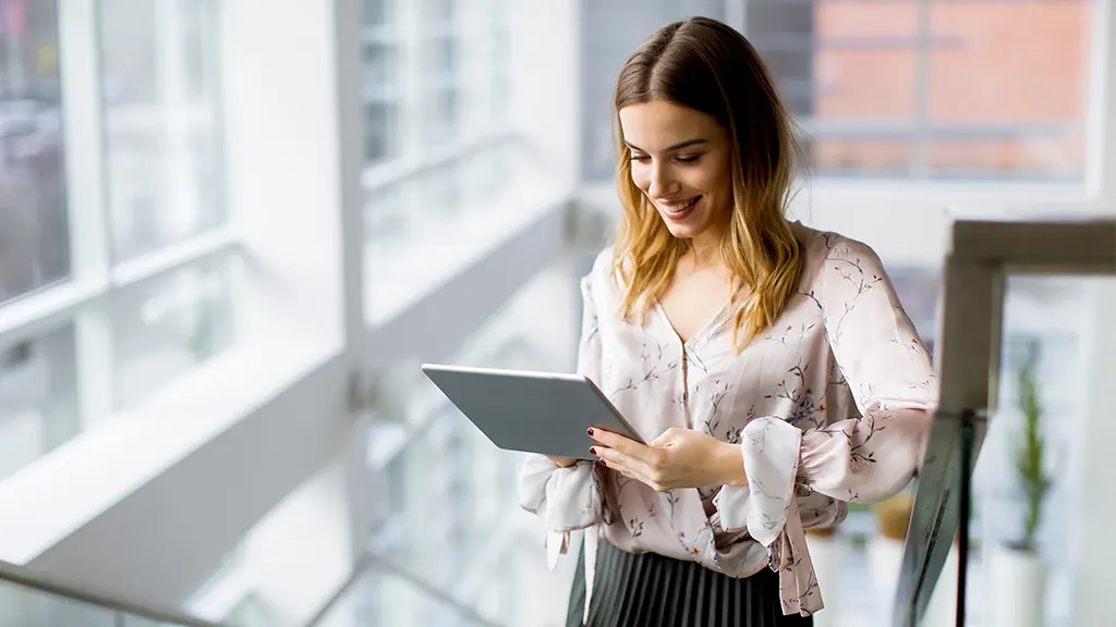 Woman printing from her iPad