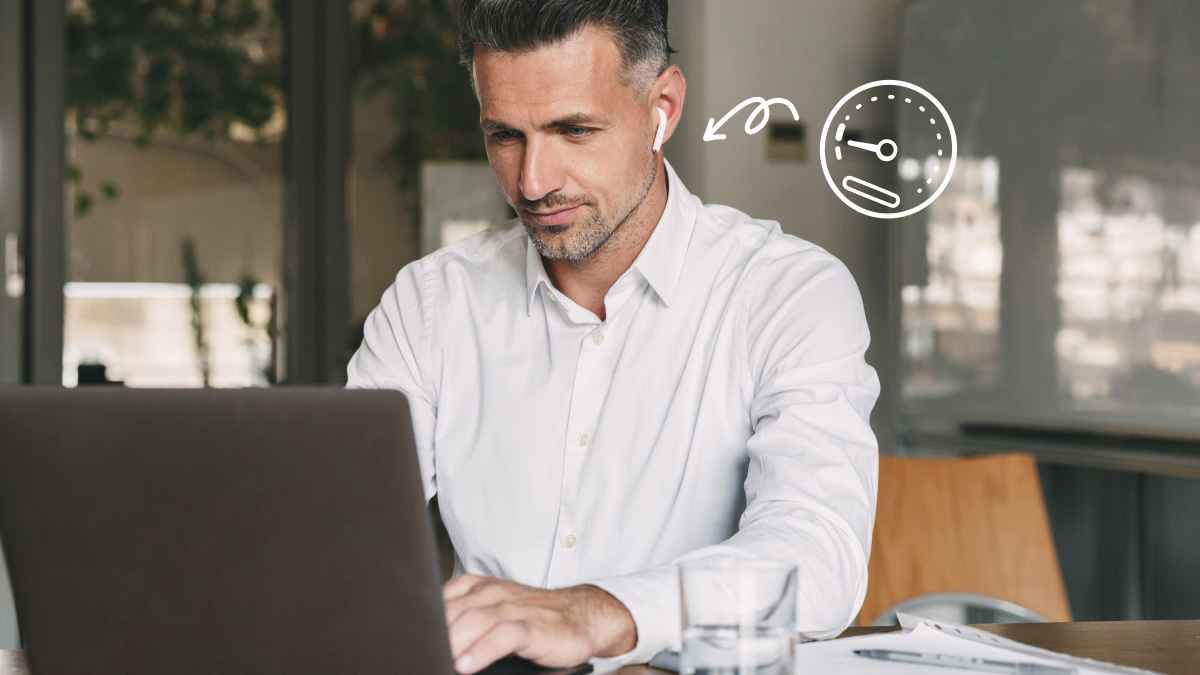 Man fixing laggy AirPods audio on a Windows PC