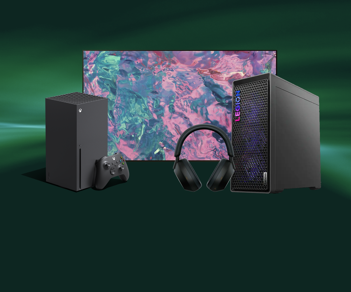 Xbox systems in front of a screen