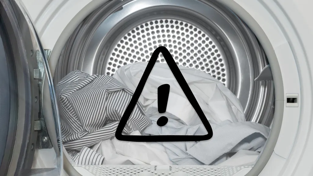 Dryer with a warning sign illustration 