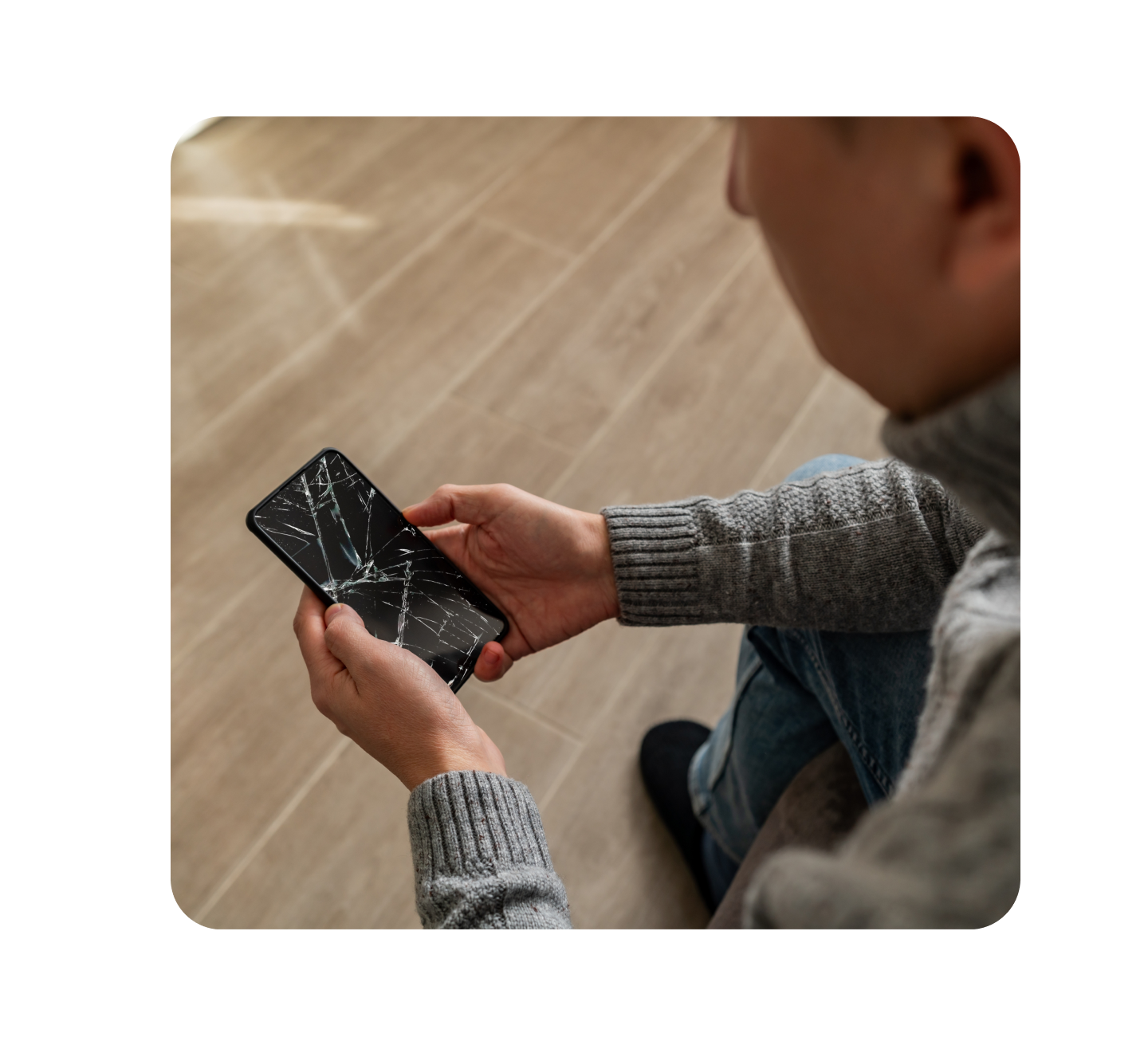 Holding cracked phone