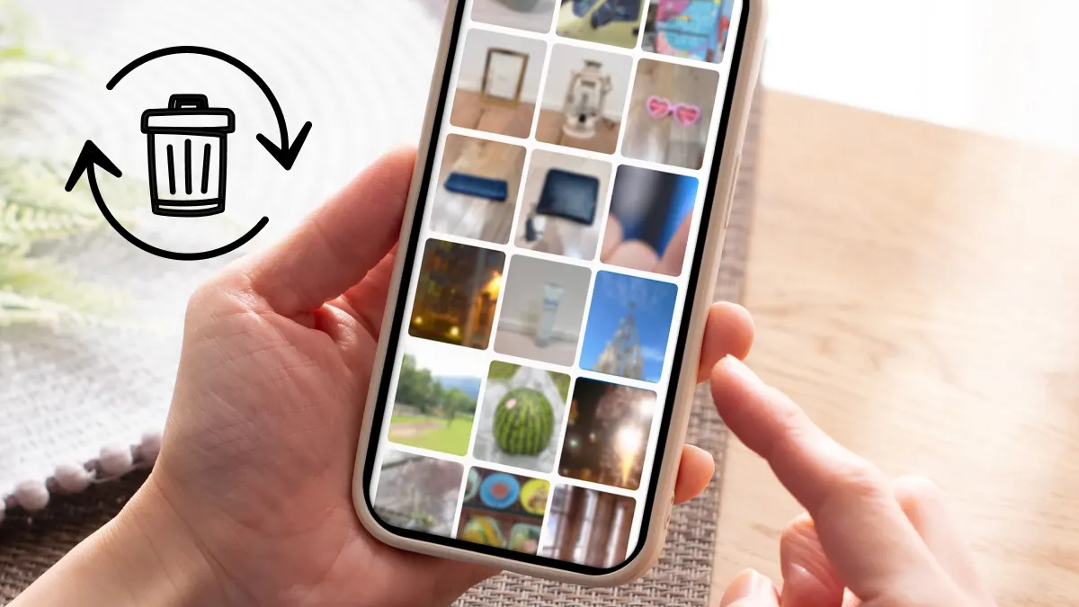 Person recovering deleted images on iPhone
