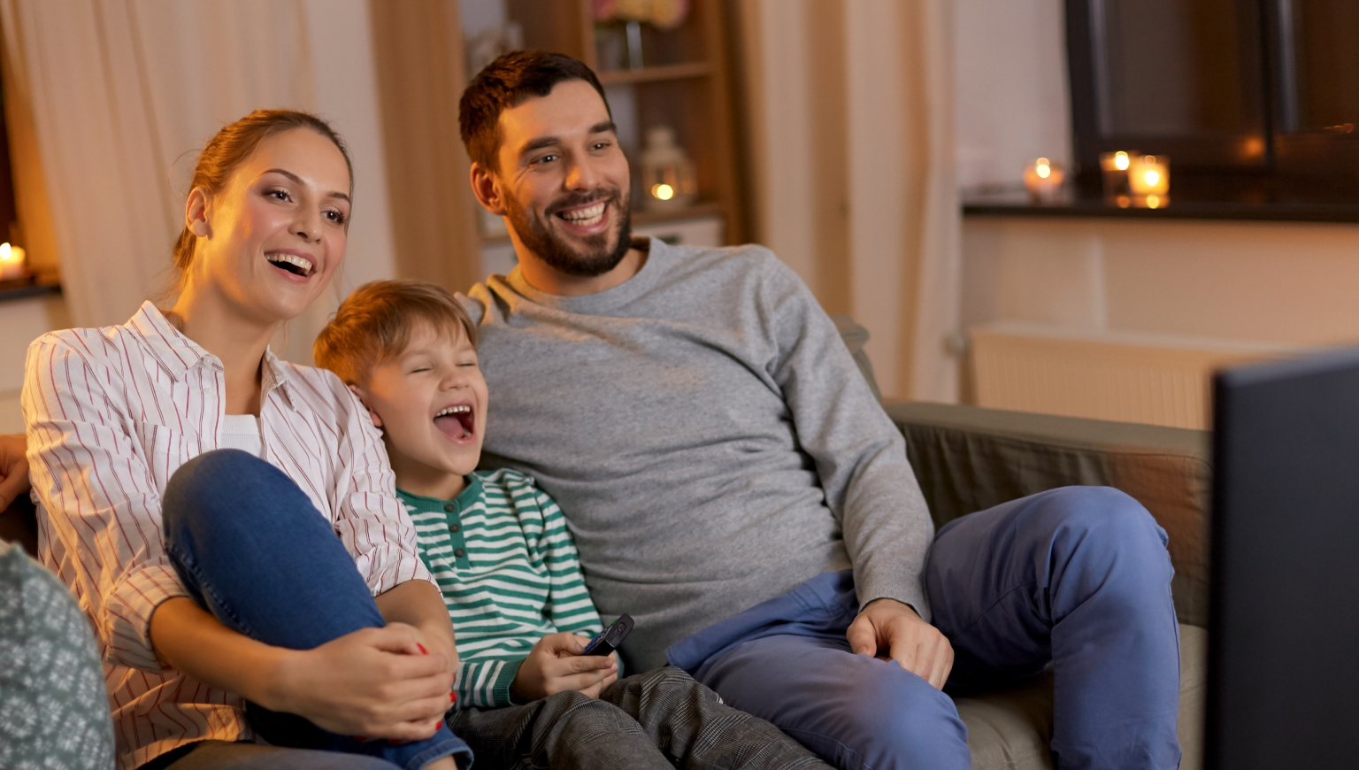 family watching tv