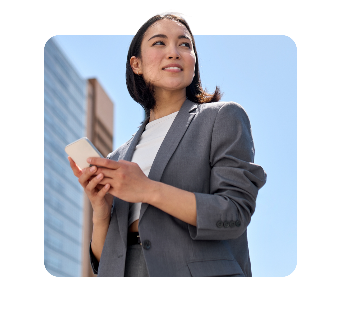 woman holding phone