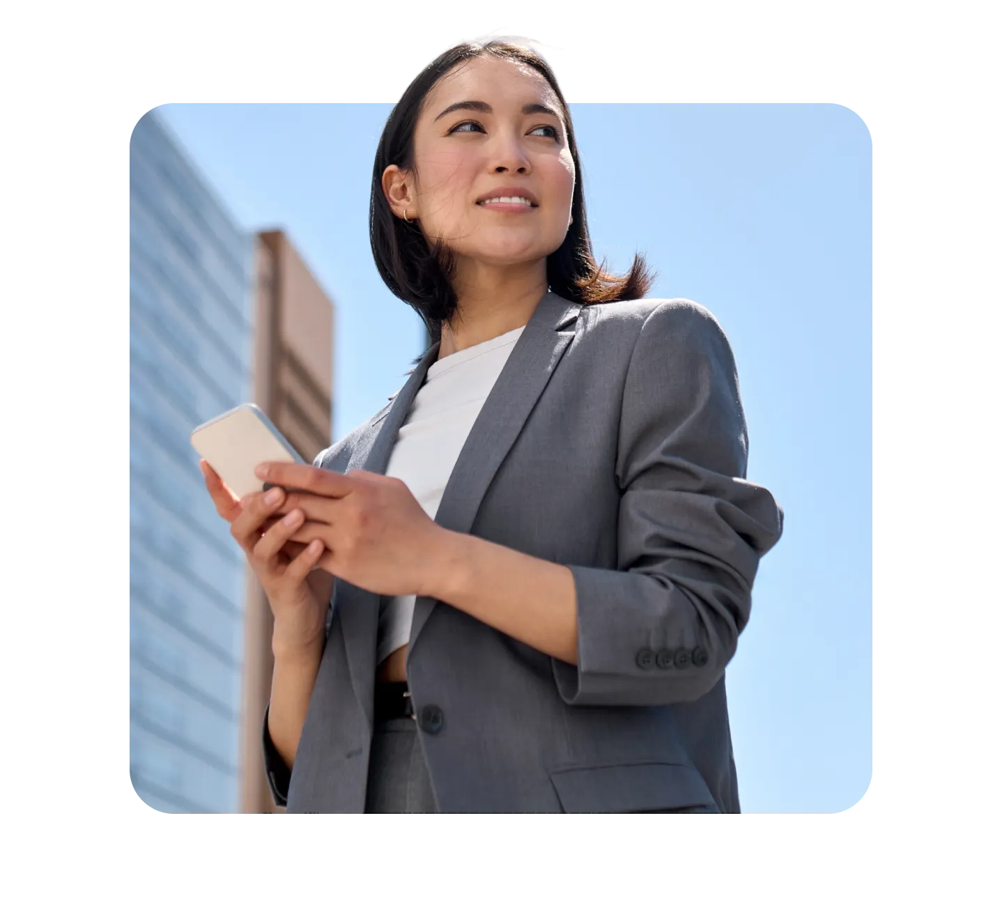 woman holding phone