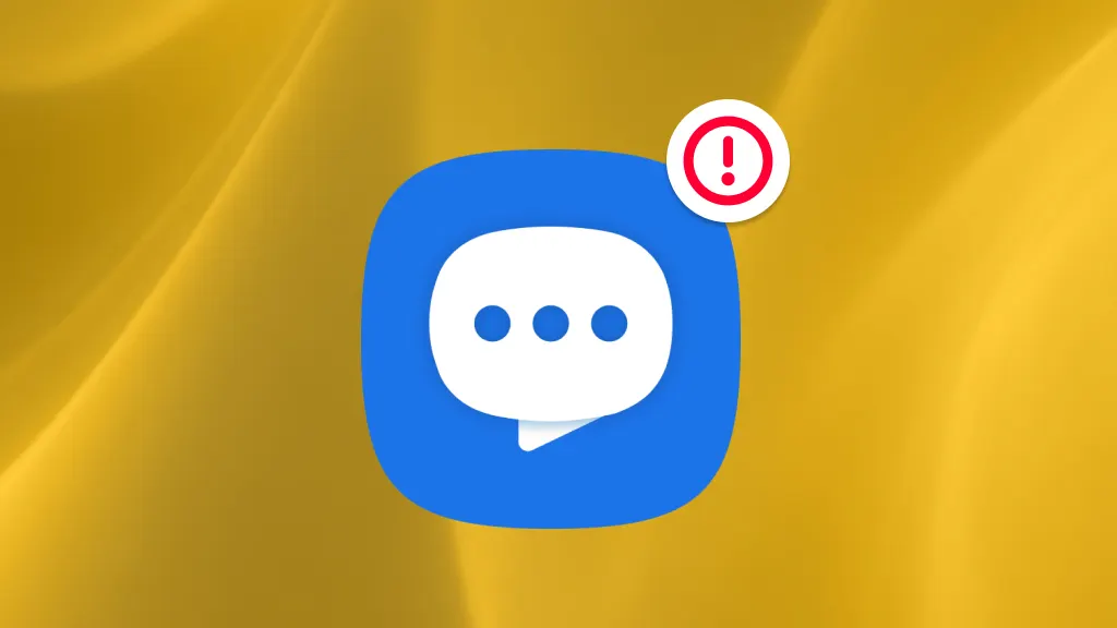 Blue Android messaging icon with a red "unable to send" notification icon at the top right