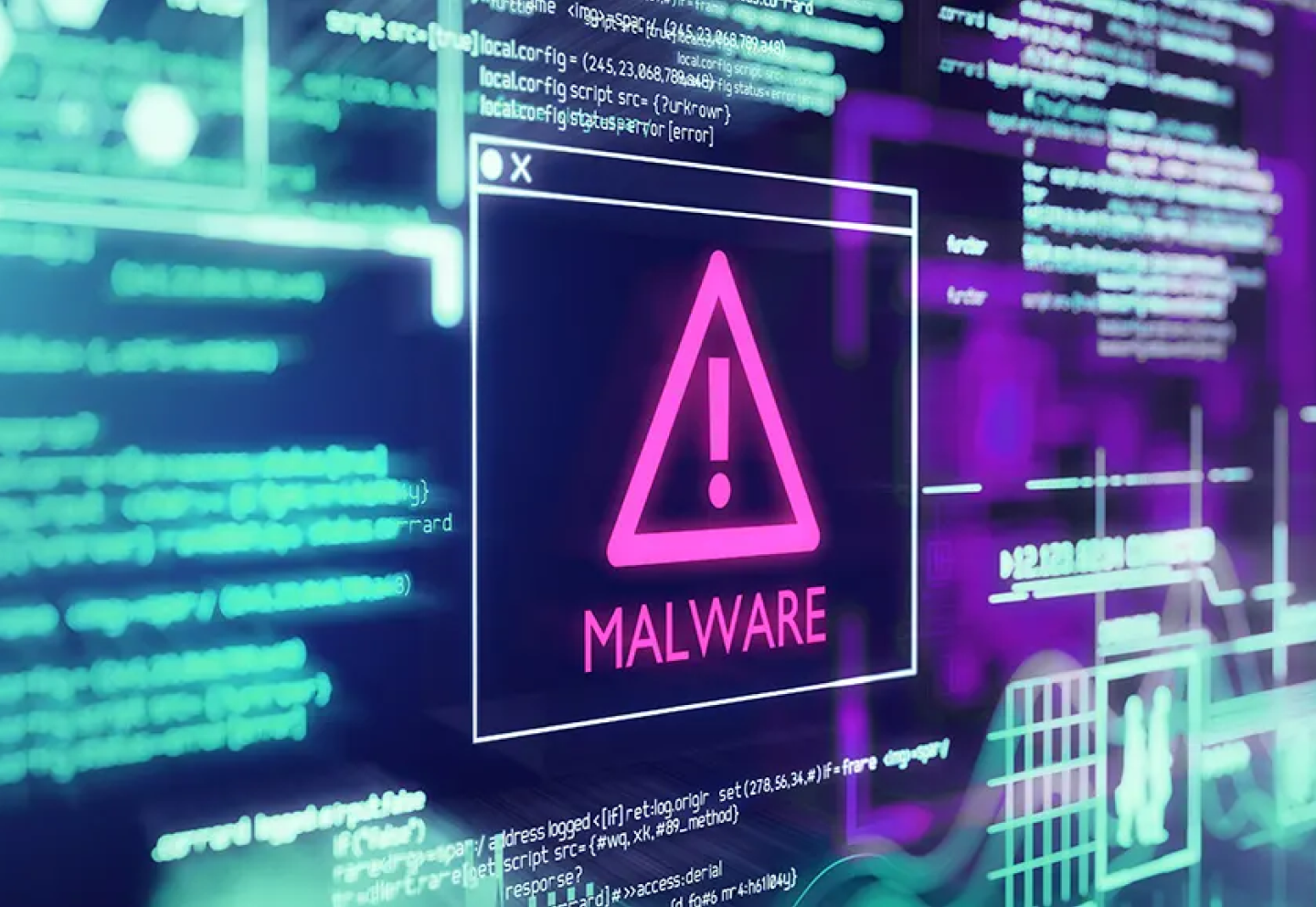 A malware symbol on a computer screen
