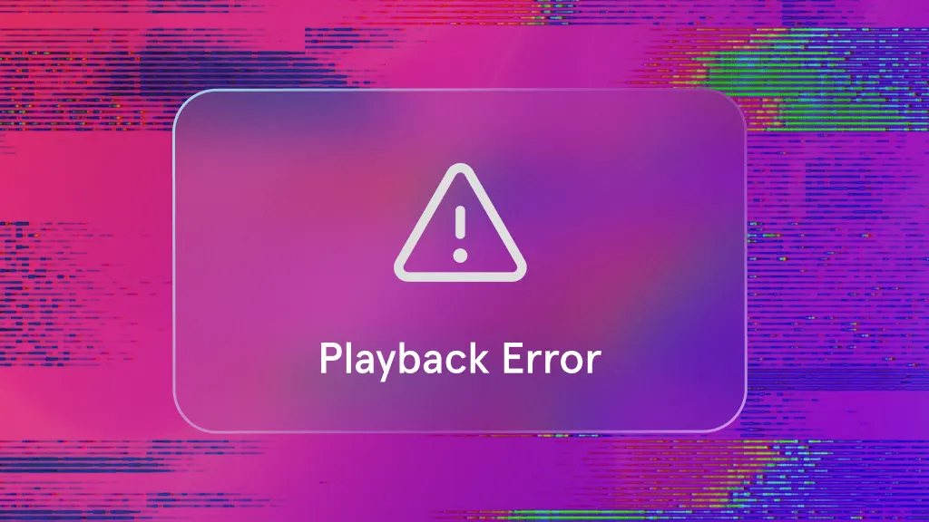 Playback Error notification on a glitching screen background
