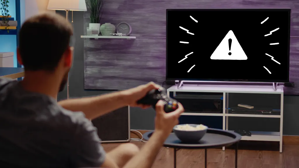 Person playing Xbox Series X that showing a black screen